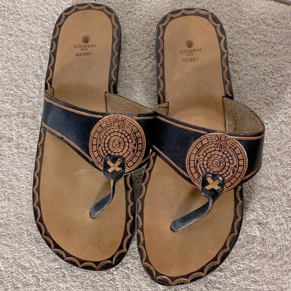 Made in Mexico Leather Sandals Flip Flops Thong Sandals 9